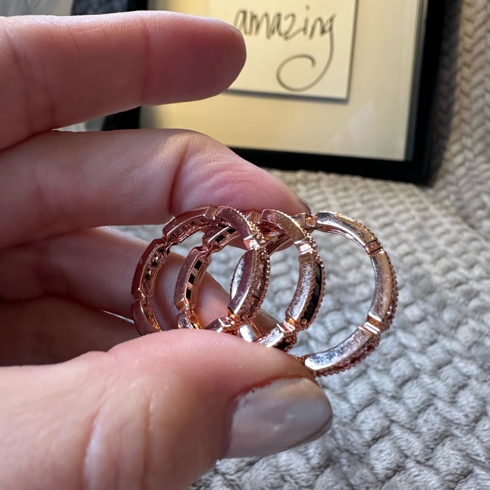 Stackable Gemstone Rings With Rose Gold Tone - image 7